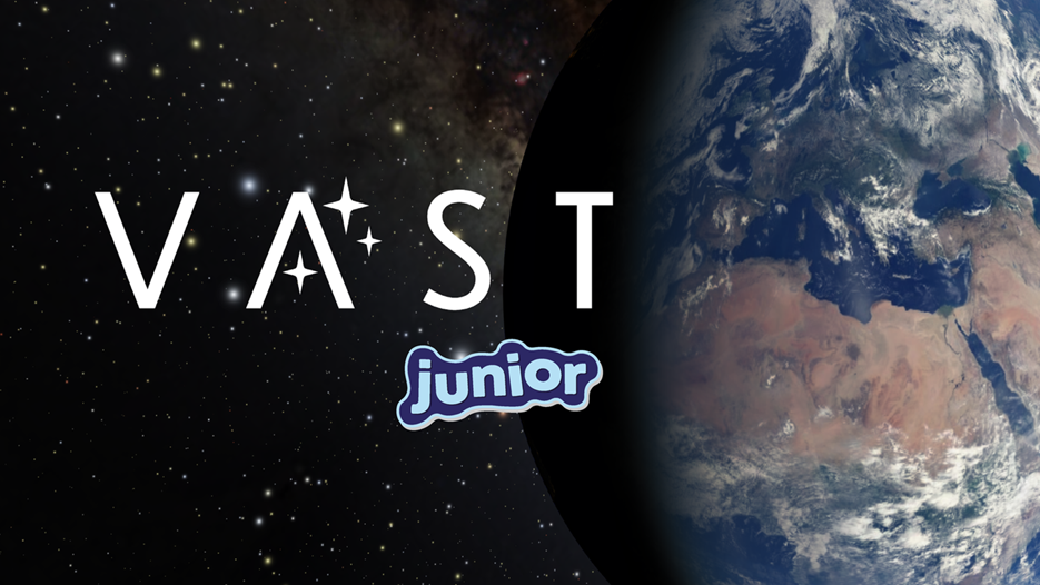 Earth seen from space with the text VAST Junior.